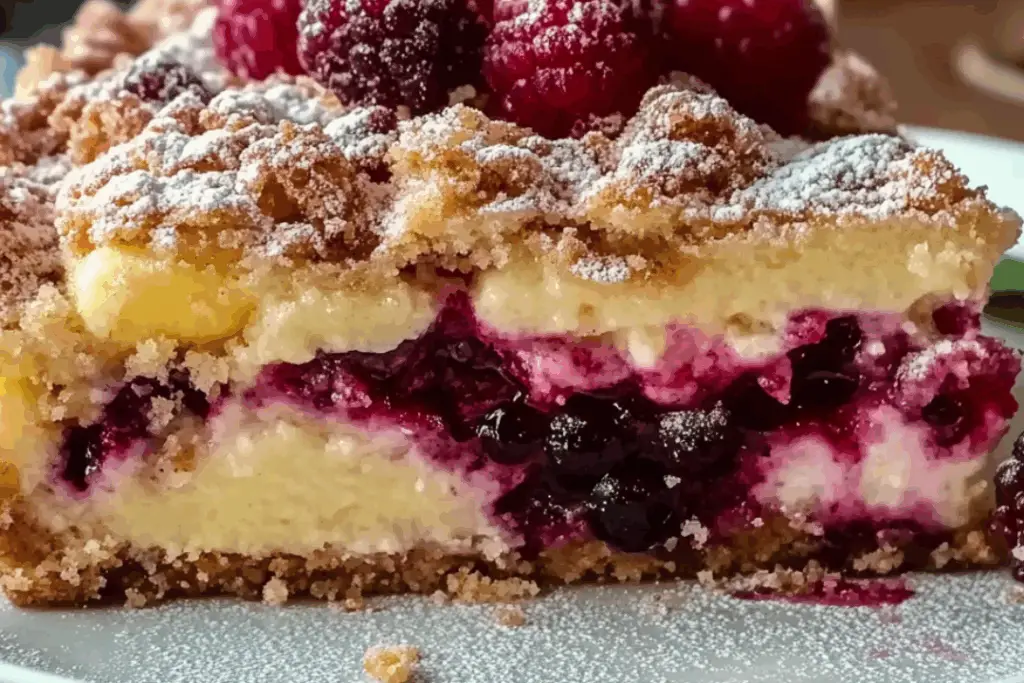 Sweet Sunshine Crumb Cake: Buttermilk, Mango & Berry Bliss