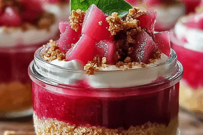 No-Bake Rhubarb Cheesecake Jars