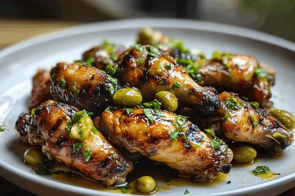 Grilled Chicken Wings with Peperoncini Garlic Butter
