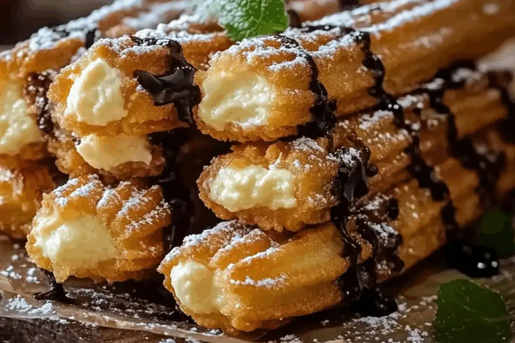 Cookie Dough Cheesecake-Stuffed Churros