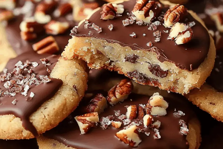 Chocolate Dipped Toffee Pecan Shortbread Cookies