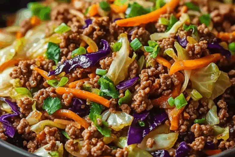 Healthy Chinese Ground Beef & Cabbage Stir Fry