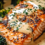 Baked Salmon with Creamy Garlic Sauce