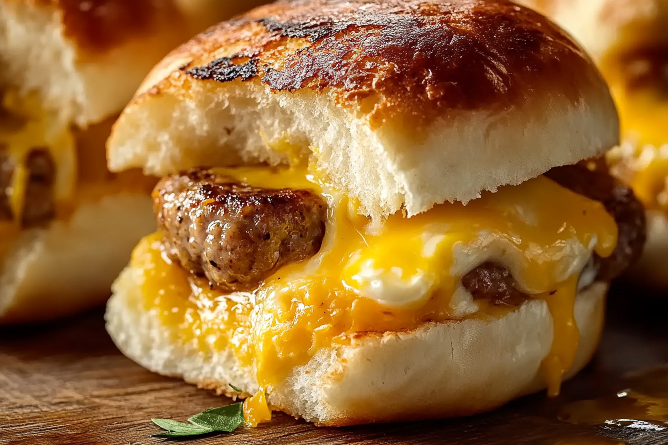 Breakfast Sliders with Sausage, Egg, and Cheese