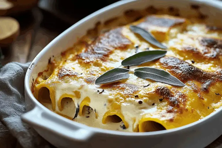 Butternut Squash Cannelloni with Walnut-Sage Béchamel Sauce