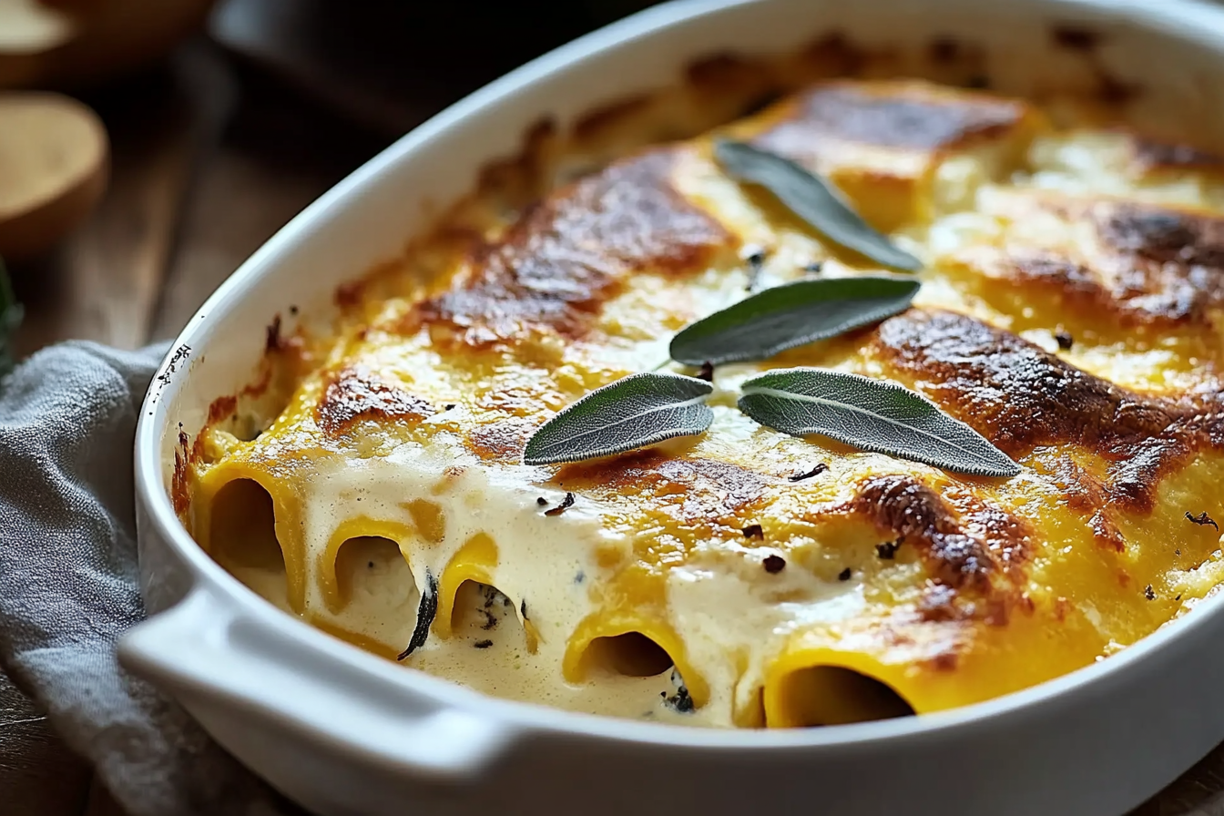Butternut Squash Cannelloni with Walnut-Sage Béchamel Sauce