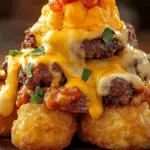 Cheeseburger Stuffed Tater Tot Cones with Colossal Cheese Volcano