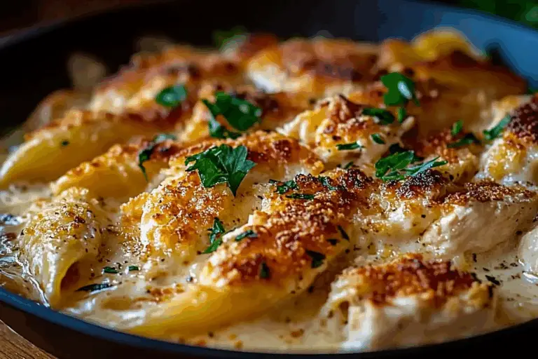 Cheesy Garlic Parmesan Chicken Pasta Skillet