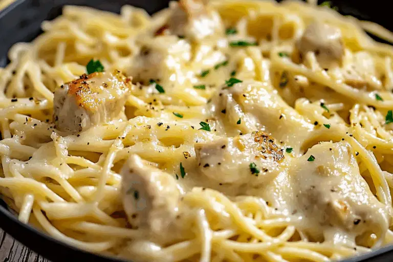 Cheesy Garlic Parmesan Chicken Spaghetti