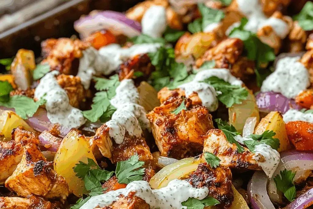 Chicken Shawarma Sheet Pan Dinner