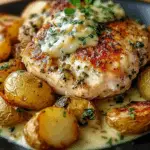 Creamy Garlic Chicken with Roasted Baby Potatoes