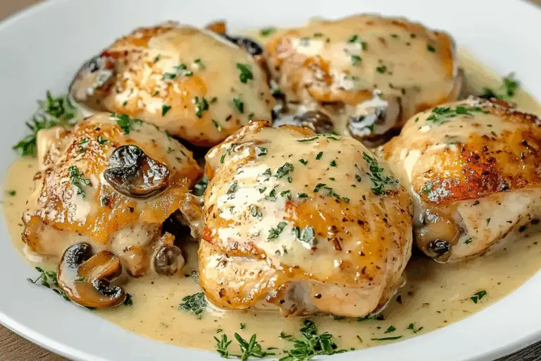 Creamy Garlic Mushroom Chicken Thighs