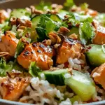 Crispy Rice Salmon Cucumber Salad