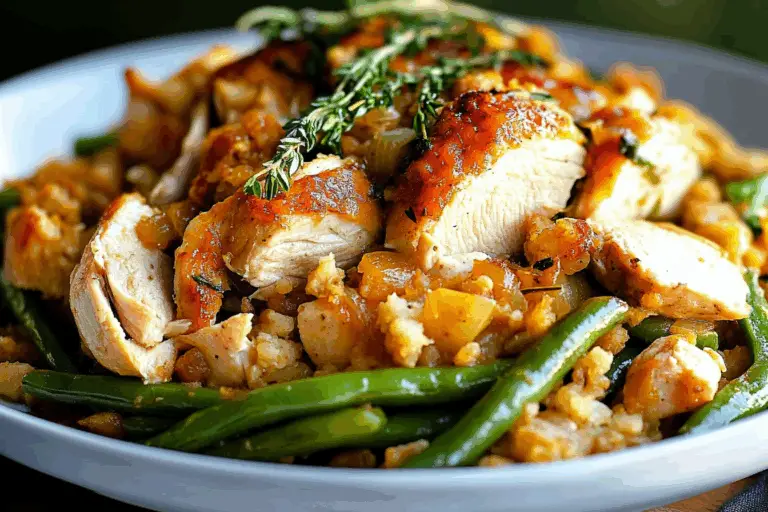 Crock Pot Chicken and Stuffing with Green Beans