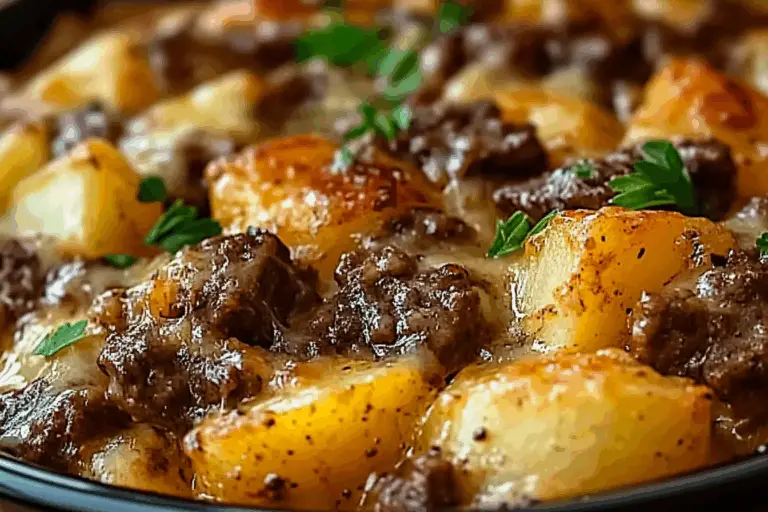 Crockpot Cheesesteak Potato Casserole