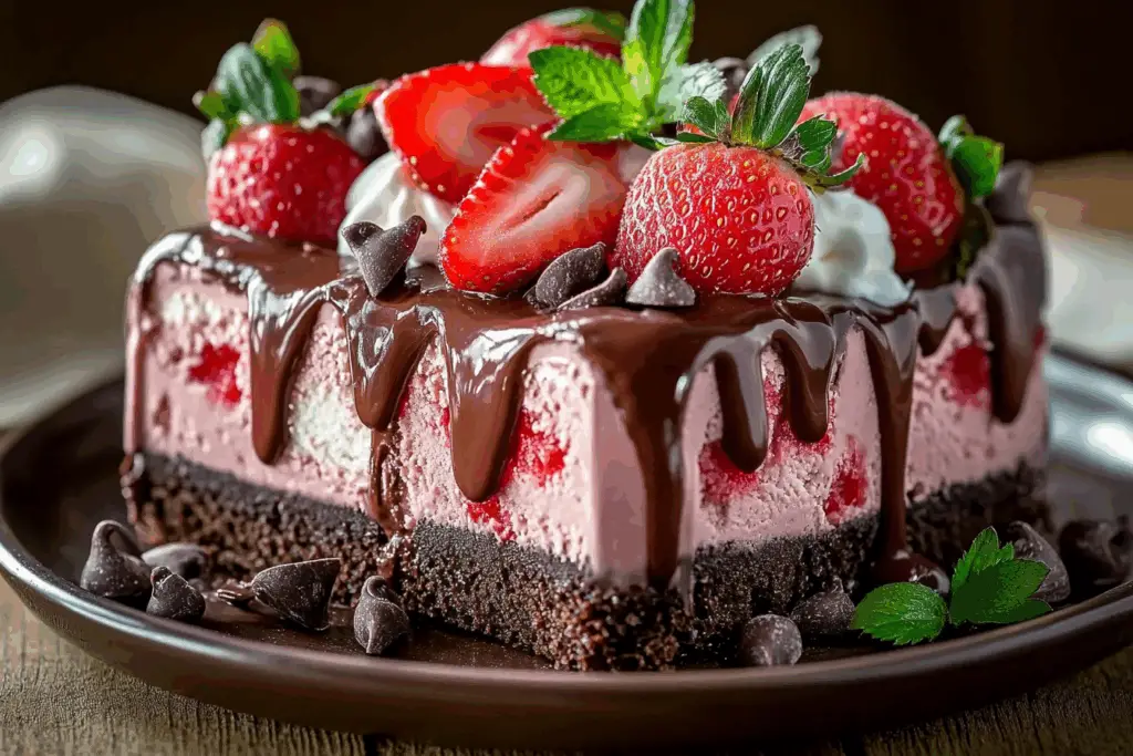 Decadent Strawberry Chocolate Fantasy Ice Cream Cake