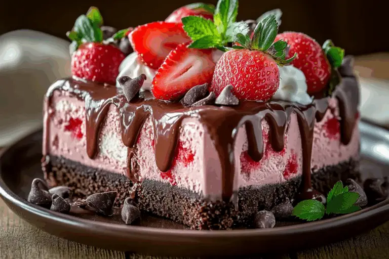 Decadent Strawberry Chocolate Fantasy Ice Cream Cake