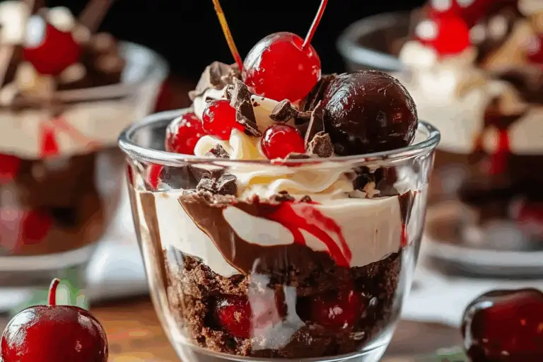 Easy Chocolate Cherry Brownie Parfait