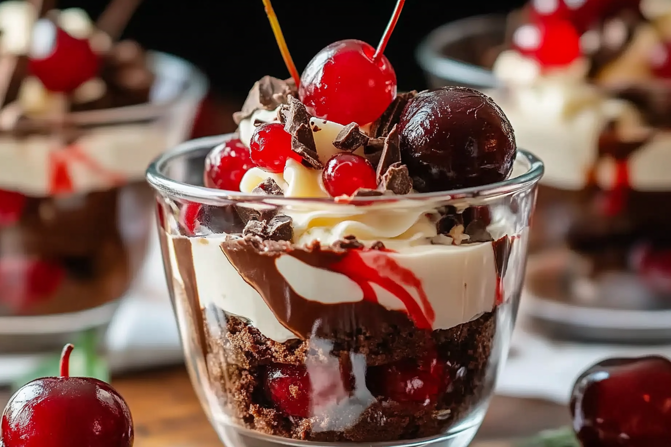 Easy Chocolate Cherry Brownie Parfait