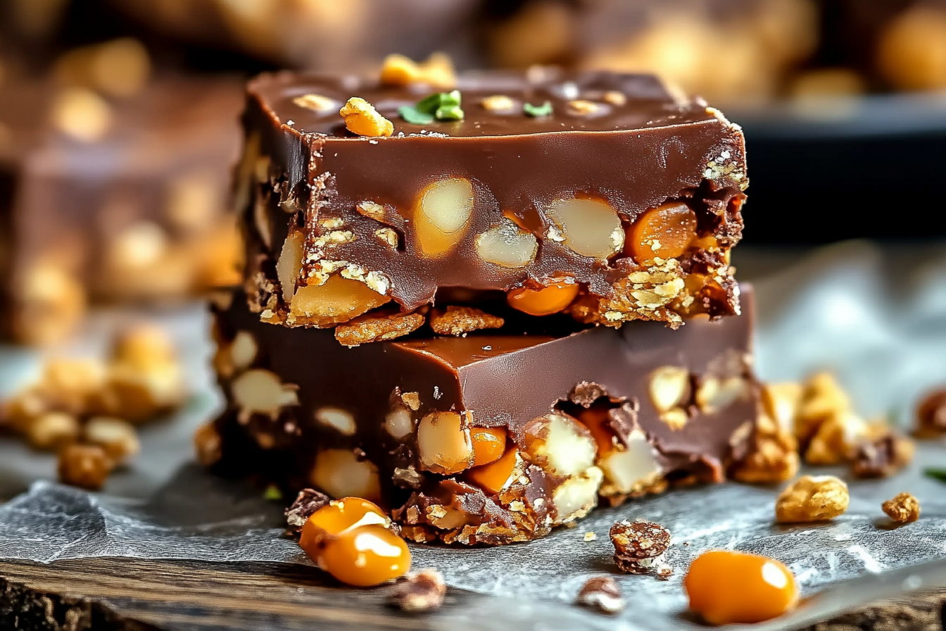 No Bake Crispy Snickers Bars