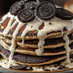 Oreo Pancakes with Cream Cheese Drizzle