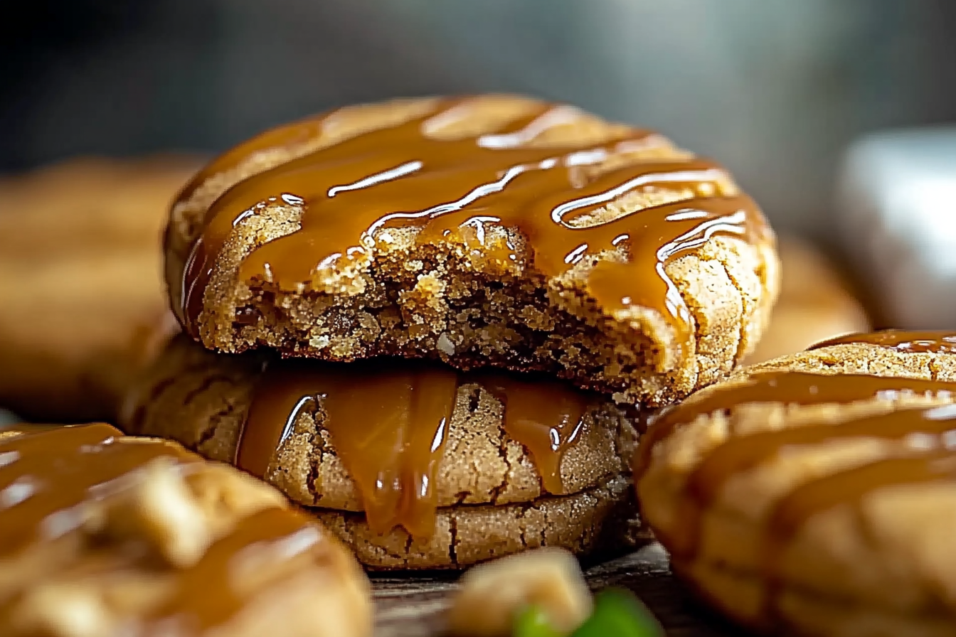 Peanut Butter Caramel Drizzle Cookies