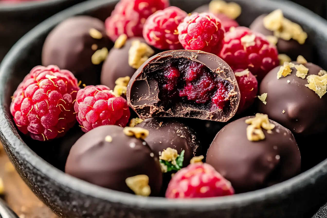 Raspberry Dark Chocolate Truffles