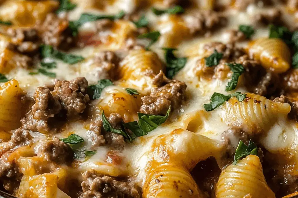 Rich And Comforting Creamy Beef Shells Casserole