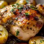 Savoury Herb Roasted Chicken and Crispy Potato Medley Juicy