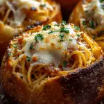 Spaghetti Garlic Bread Bowls