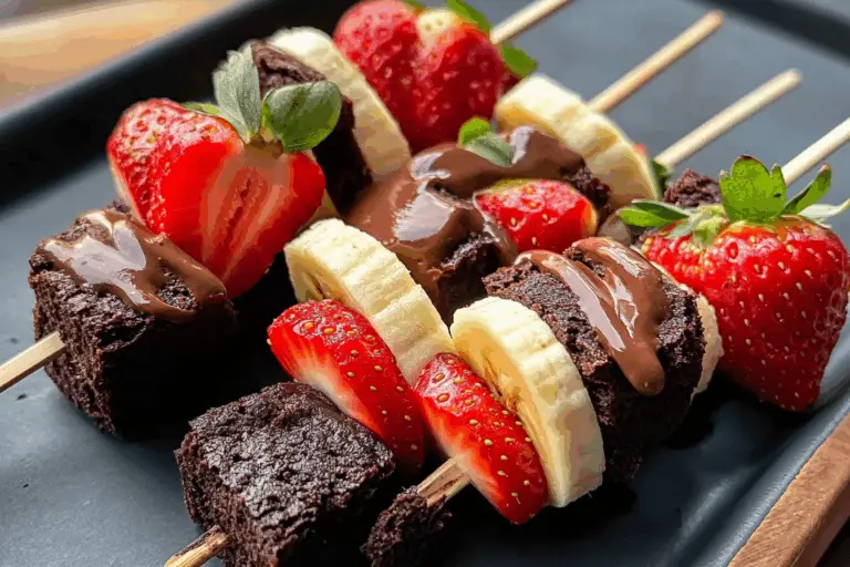Strawberry Banana Brownie Skewers