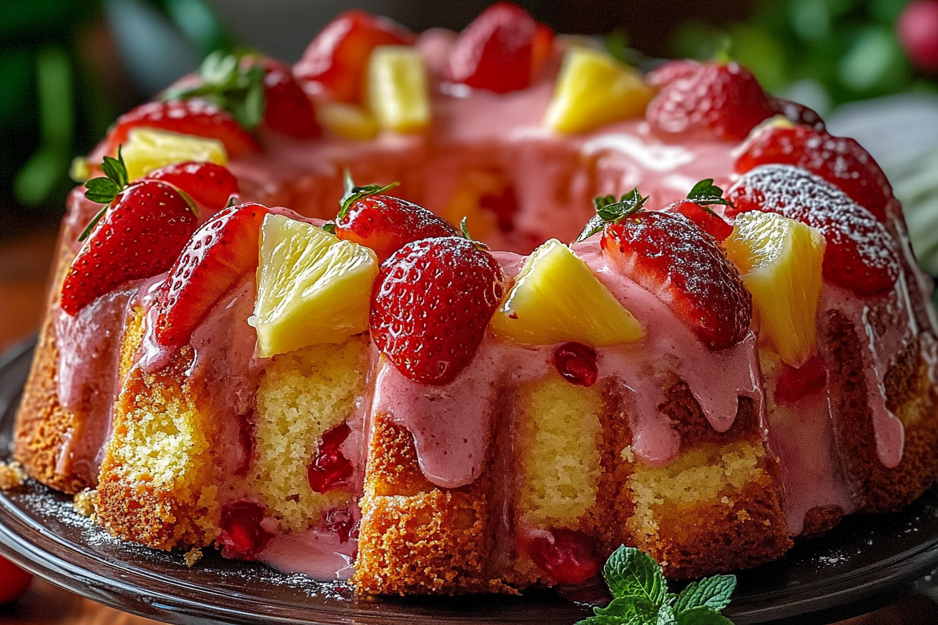 Strawberry Pineapple Pound Cake