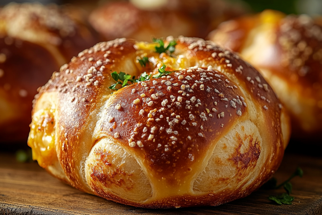 Stuffed Breakfast Pretzel Rolls