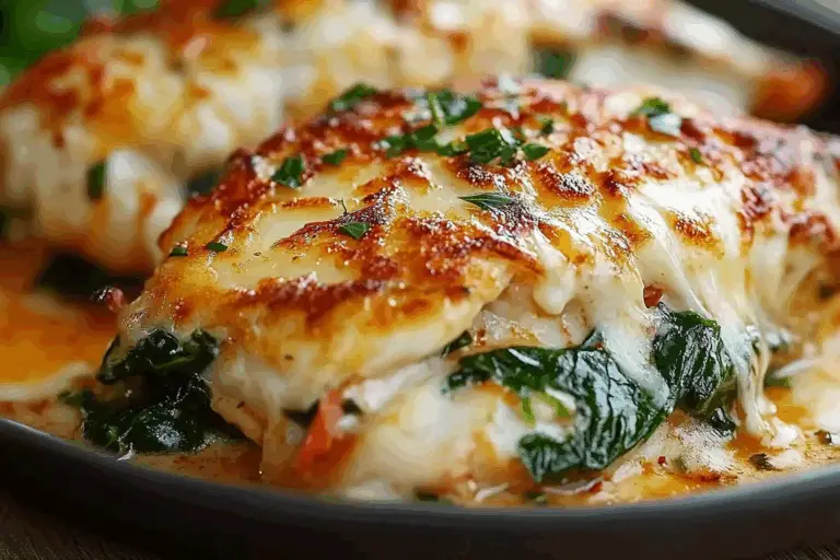 Stuffed Catfish with Spinach, Shrimp, and Cheese