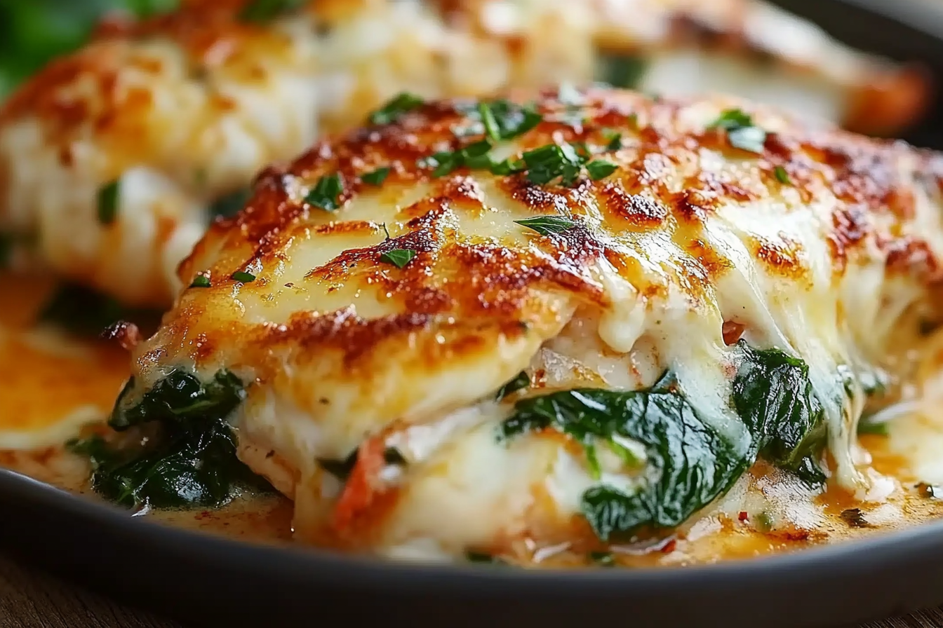 Stuffed Catfish with Spinach, Shrimp, and Cheese