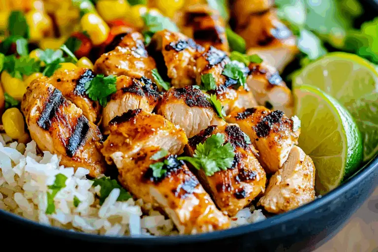 Sweet Chili Chicken Bowl with Coconut Lime Drizzle