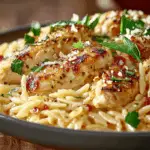 Tender Chicken Orzo with a Parmesan Finish