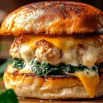 White Cheddar and Spinach Chicken Burgers