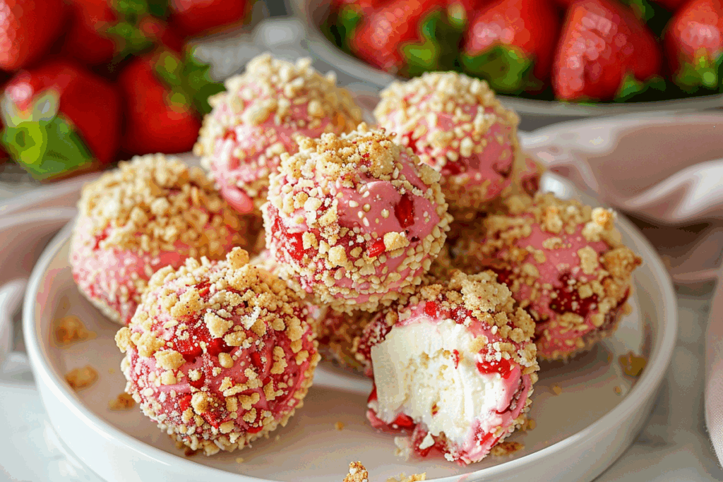 Strawberry Crunch Cheesecake Bites