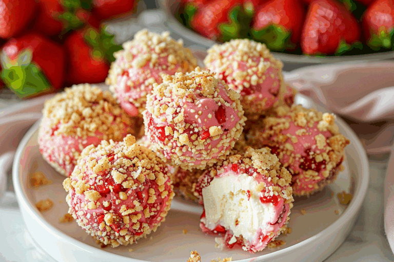Strawberry Crunch Cheesecake Bites
