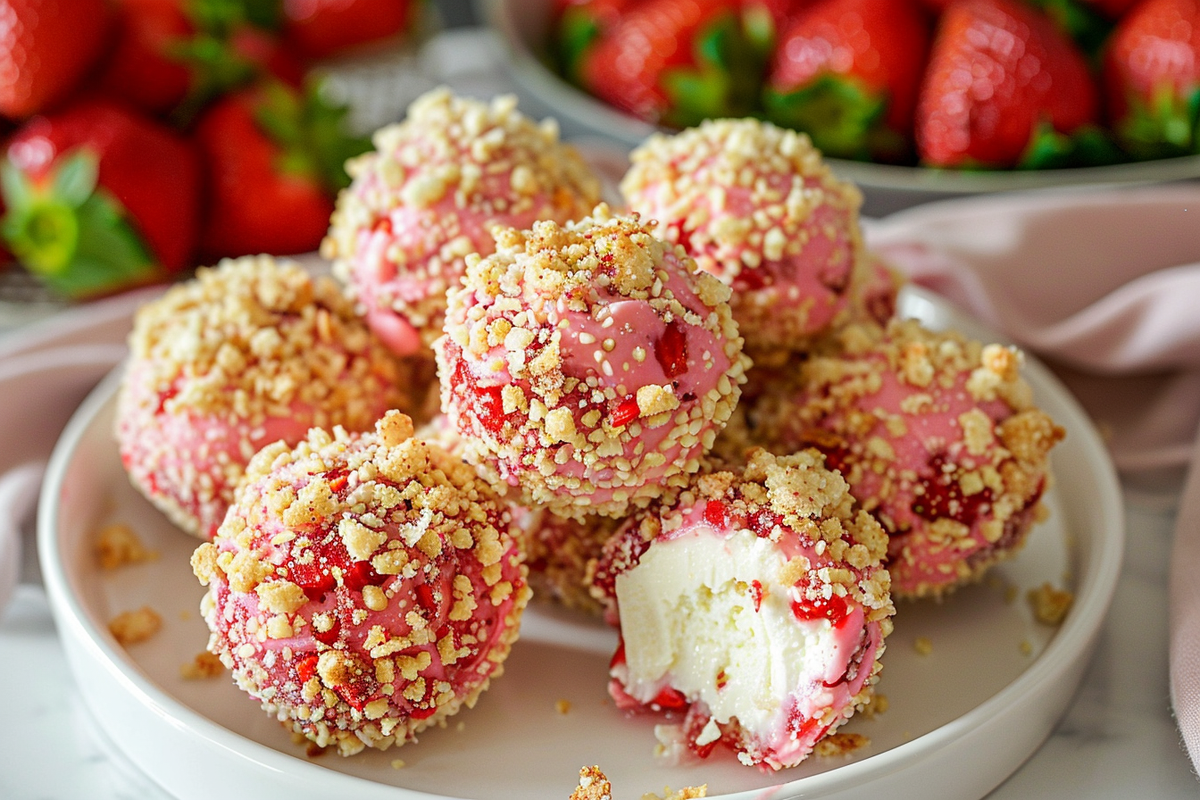 Strawberry Crunch Cheesecake Bites