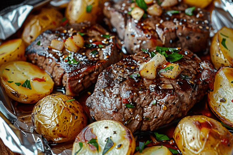 Garlic Steak & Potato Foil Packets