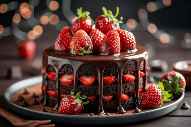 Decadent Chocolate Strawberry Cake