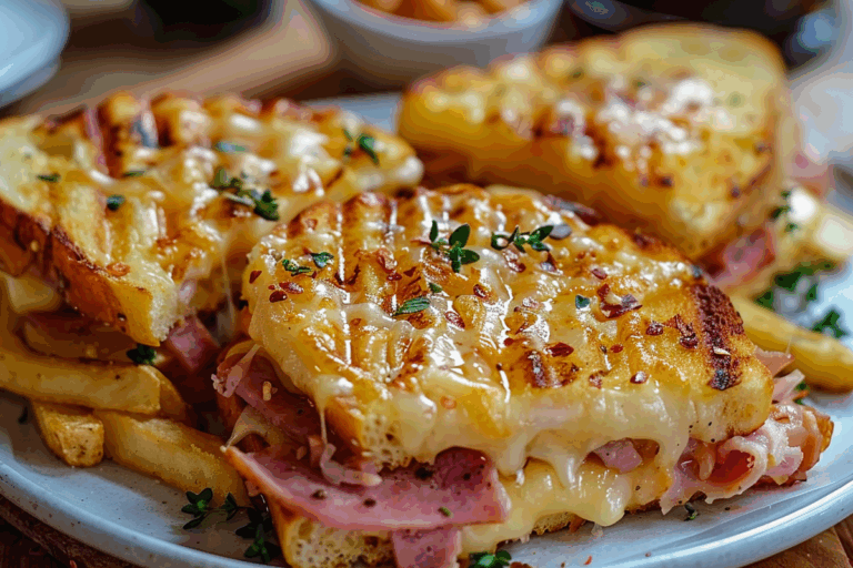 French Fries Toast with Ham & Cheese