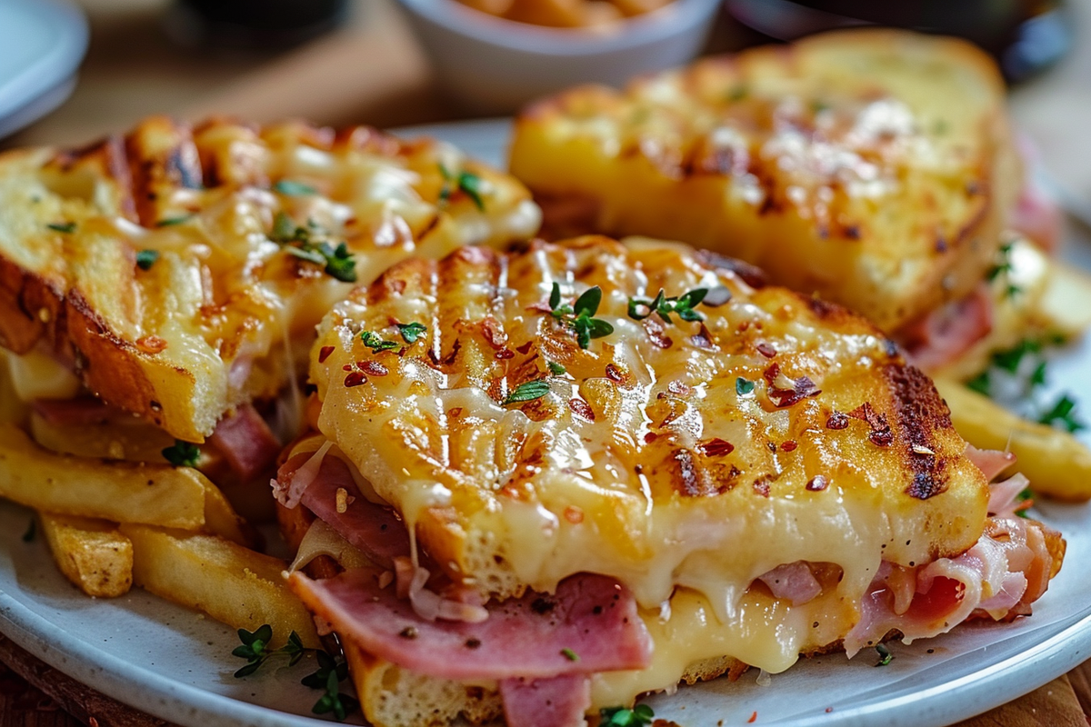 French Fries Toast with Ham & Cheese