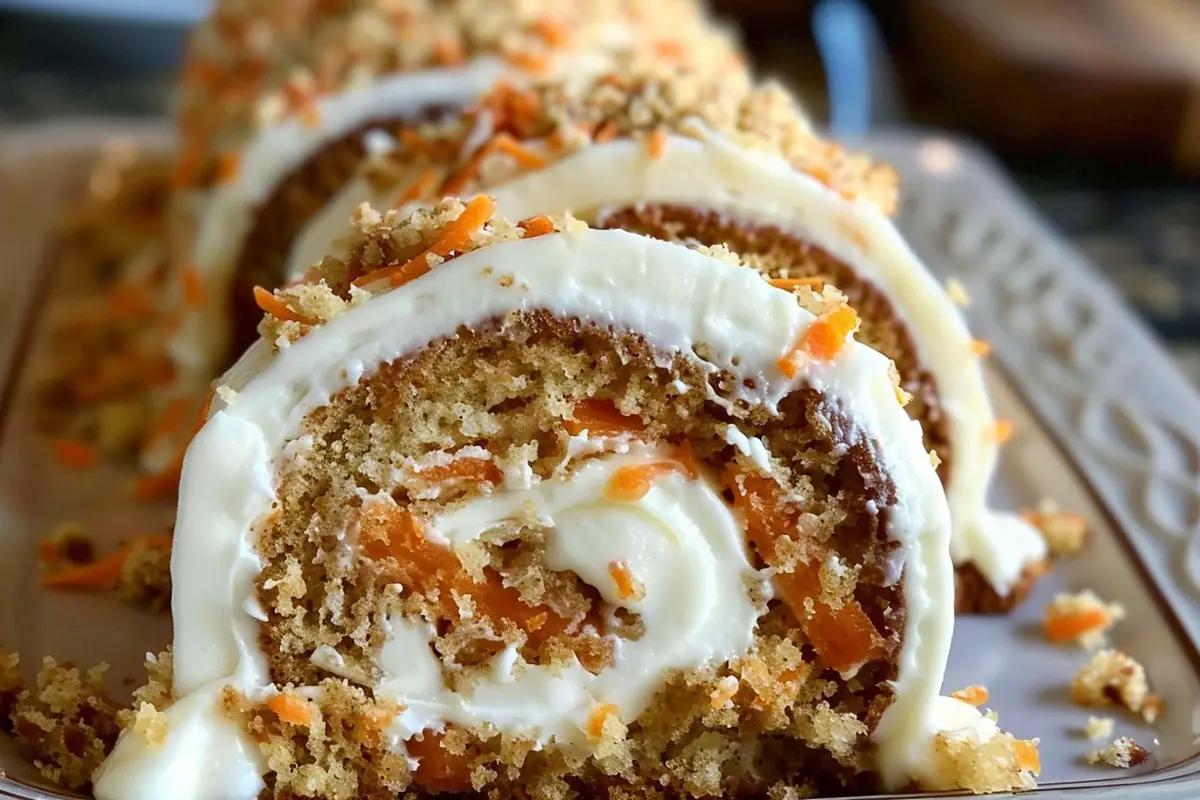 Carrot Cake Roll with Cream Cheese Frosting Filling