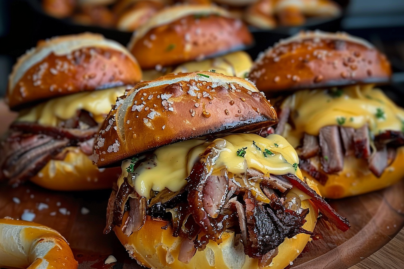 Smoked Brisket Beer Cheese Pretzel Bombs
