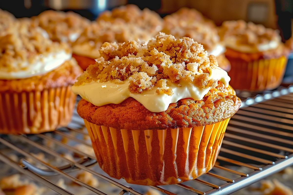 Pumpkin Streusel Muffins with Cream Cheese Filling