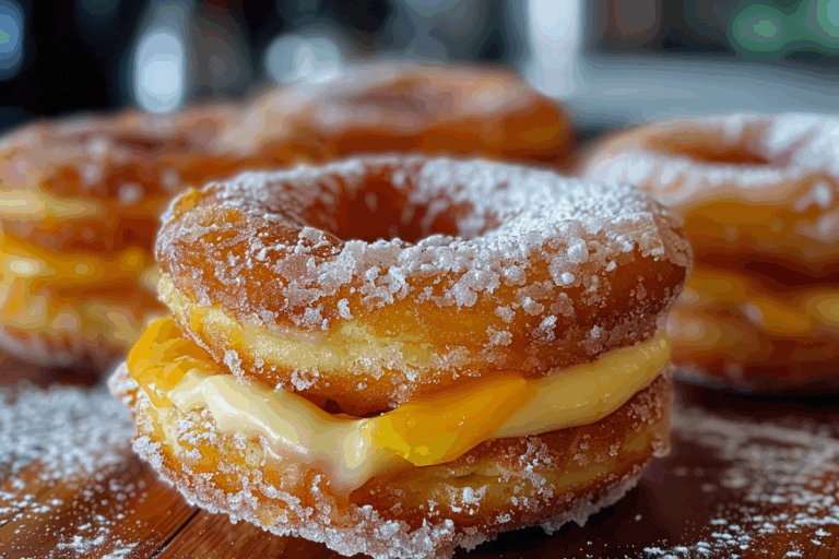 Peach Cobbler Cheesecake-Stuffed Donuts