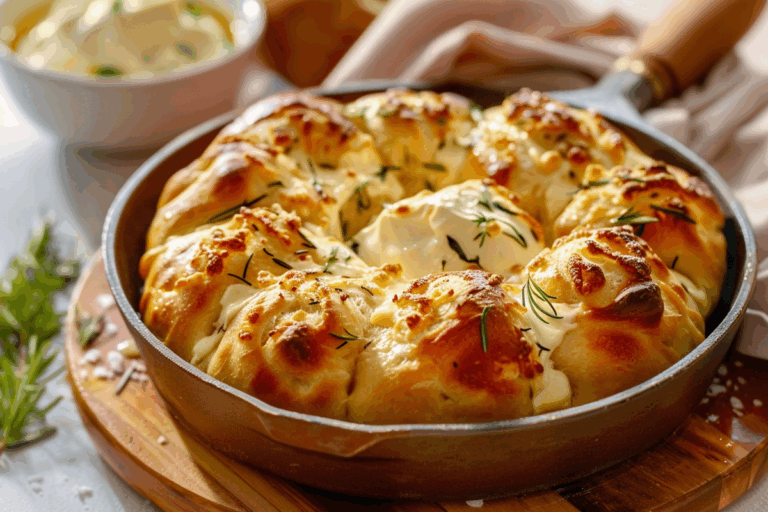 Warm Focaccia Crown with Camembert Dip Center